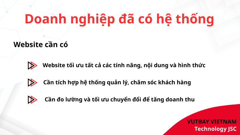 website cho doanh nghiệp đã có hệ thống